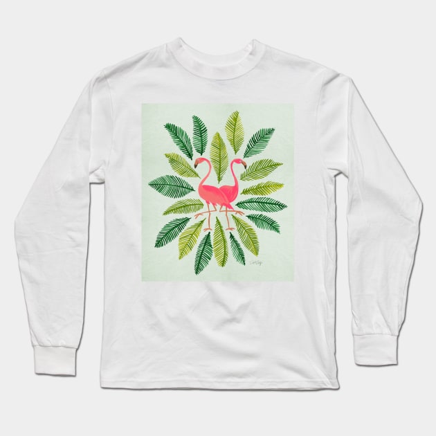 flamingos green Long Sleeve T-Shirt by CatCoq